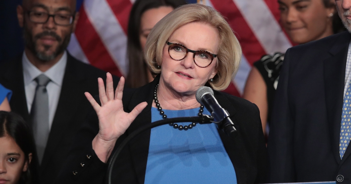 Senator Claire McCaskill concedes defeat in her bid to keep her U.S. Senate seat during an election-night rally.