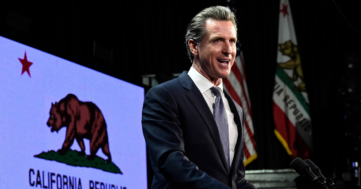 Democratic gubernatorial candidate Gavin Newsom speaks during election night event on November 6, 2018.