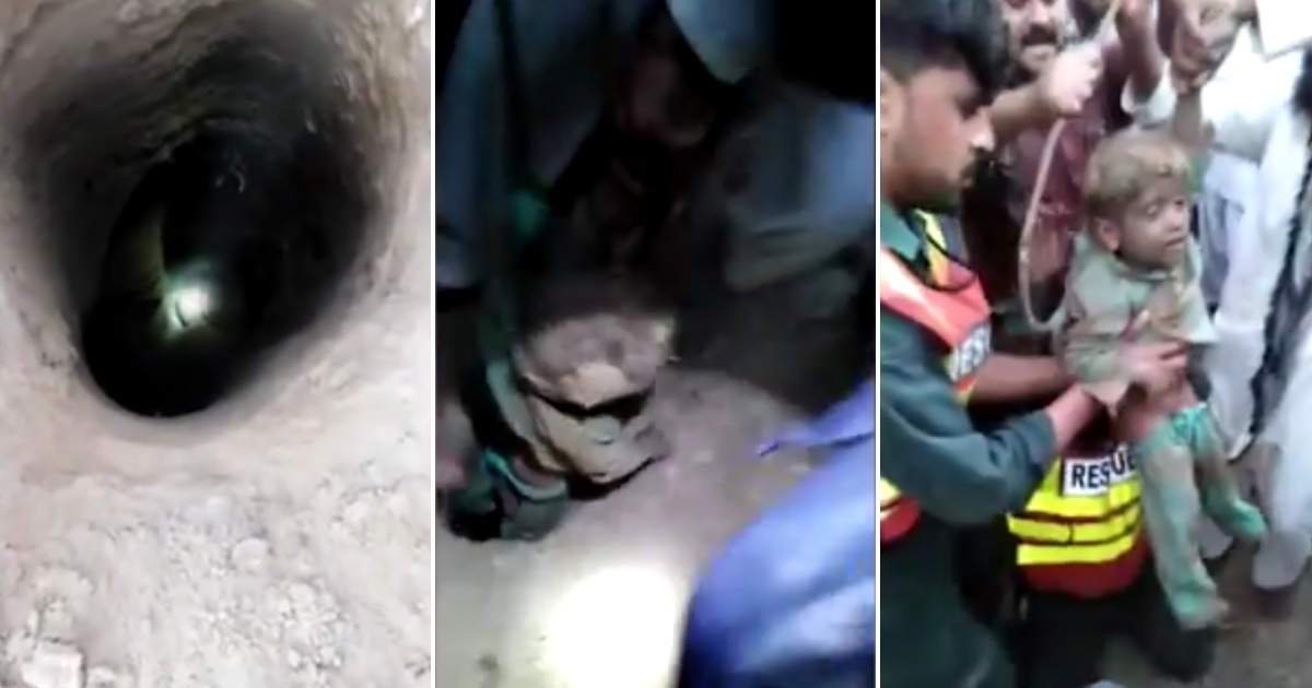 Little boy pulled out of a borewell.