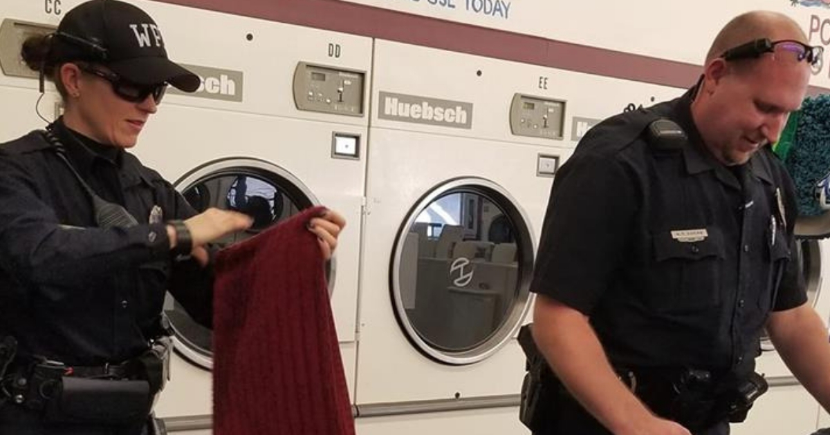 Police folding laundry