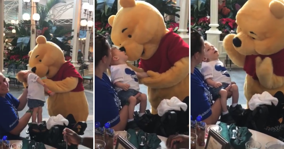 Pooh Bear Meets Disabled Boy