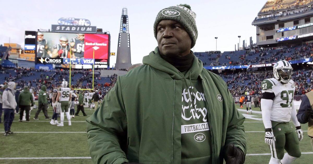 New York Jets head coach Todd Bowles leaves the field after Sunday's game against the New England Patriots in Foxborough, Massachusetts.
