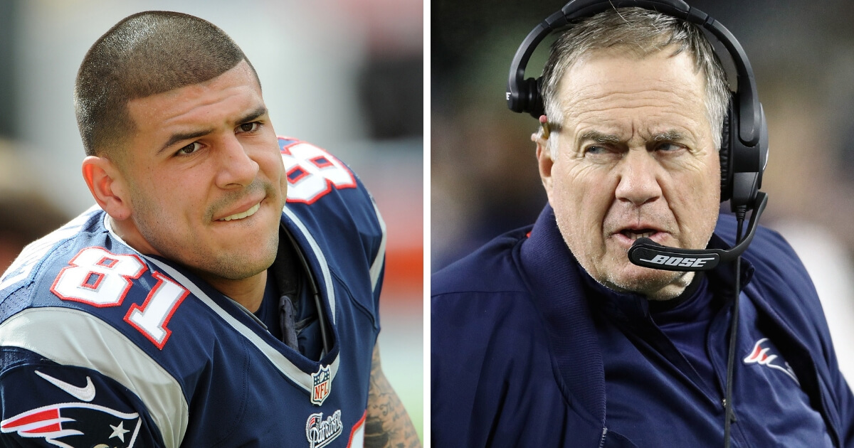 Former New England Patriots tight end Aaron Hernandez, left, criticized coach Bill Belichick.