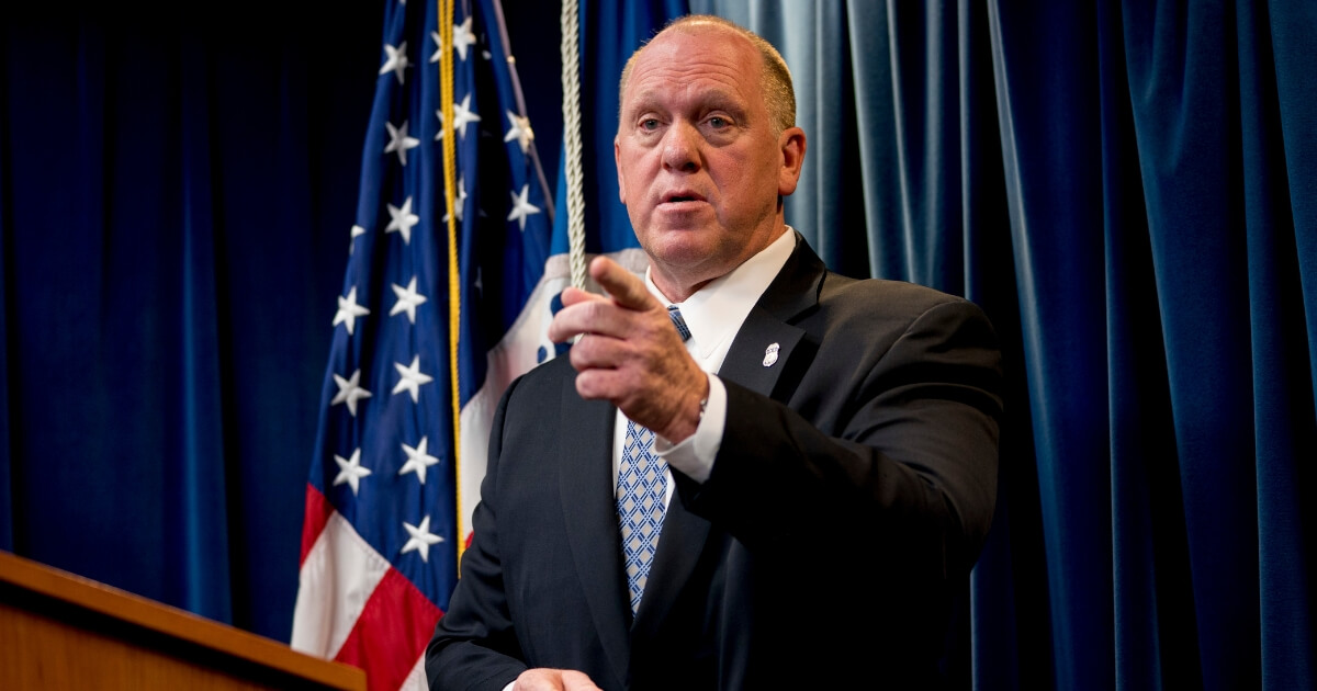 In this Dec. 5, 2017 photo, then-Acting Director for U.S. Immigration and Customs Enforcement Thomas Homan takes a question from a reporter at a Department of Homeland Security news conference in Washington.