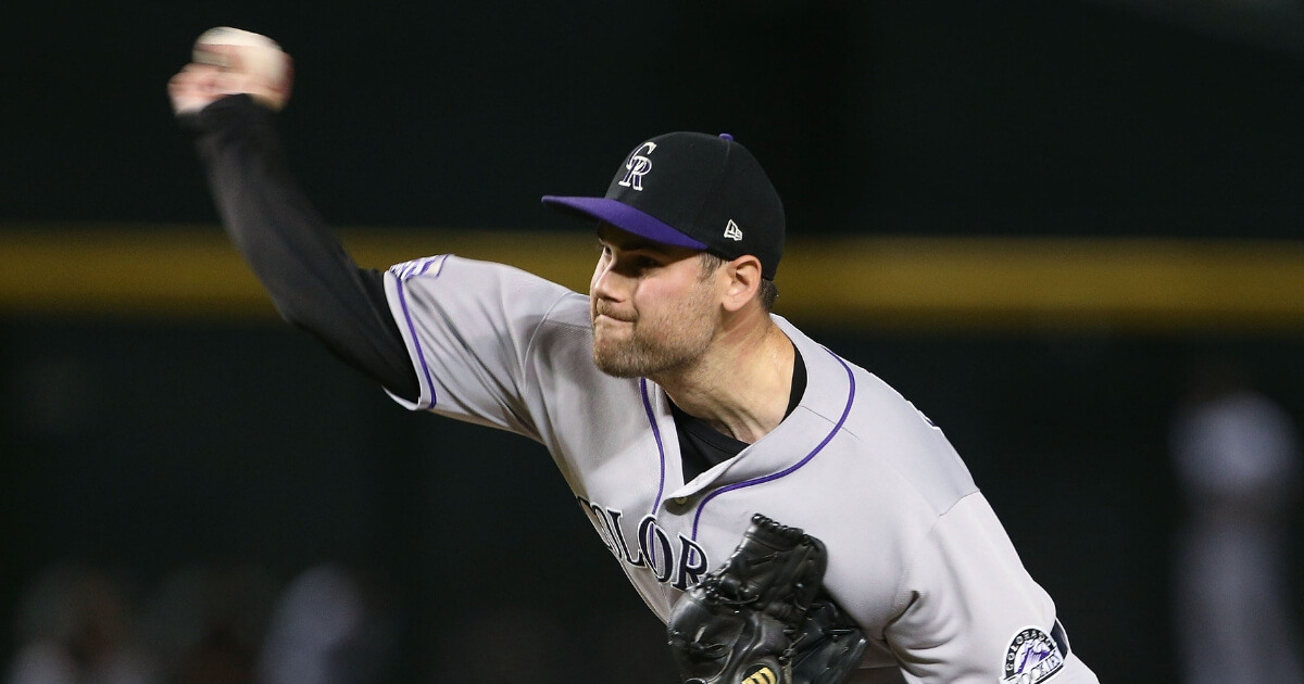 Reliever Adam Ottavino of the Colorado Rockies pitches against the Arizona Diamondbacks on July 20 at Chase Field.