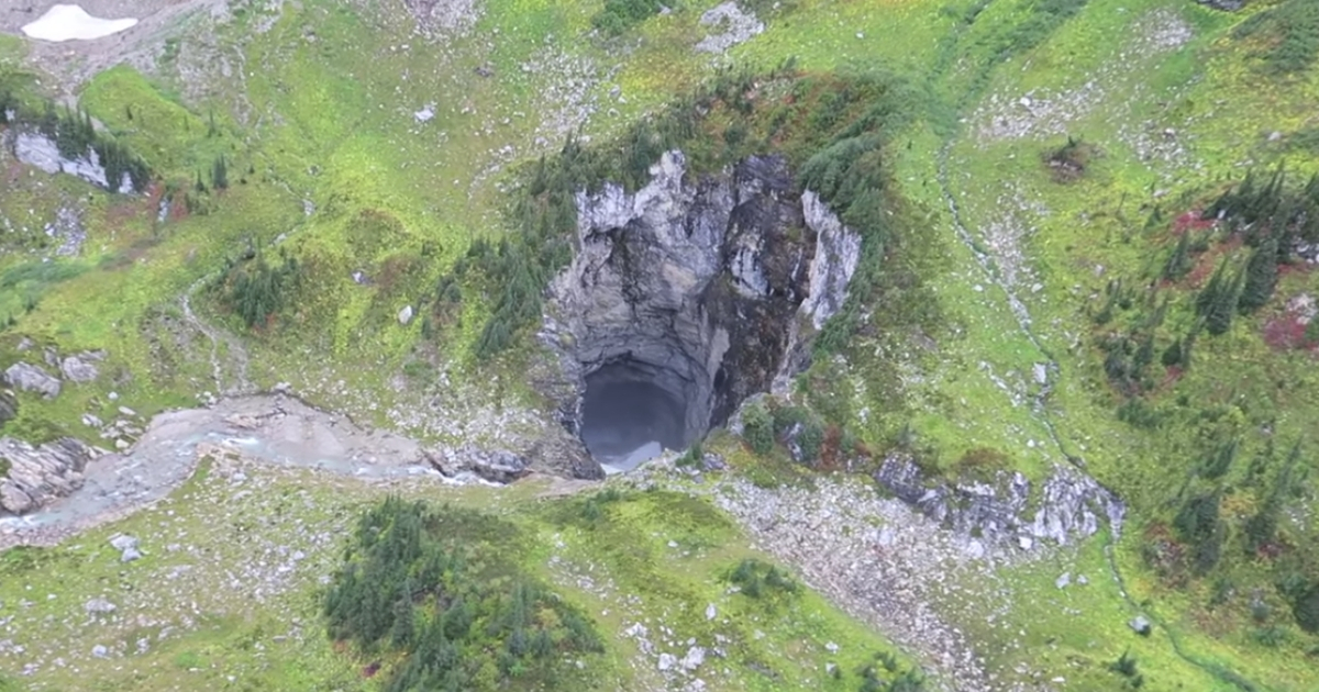 Aerial view of an unexplored cave.