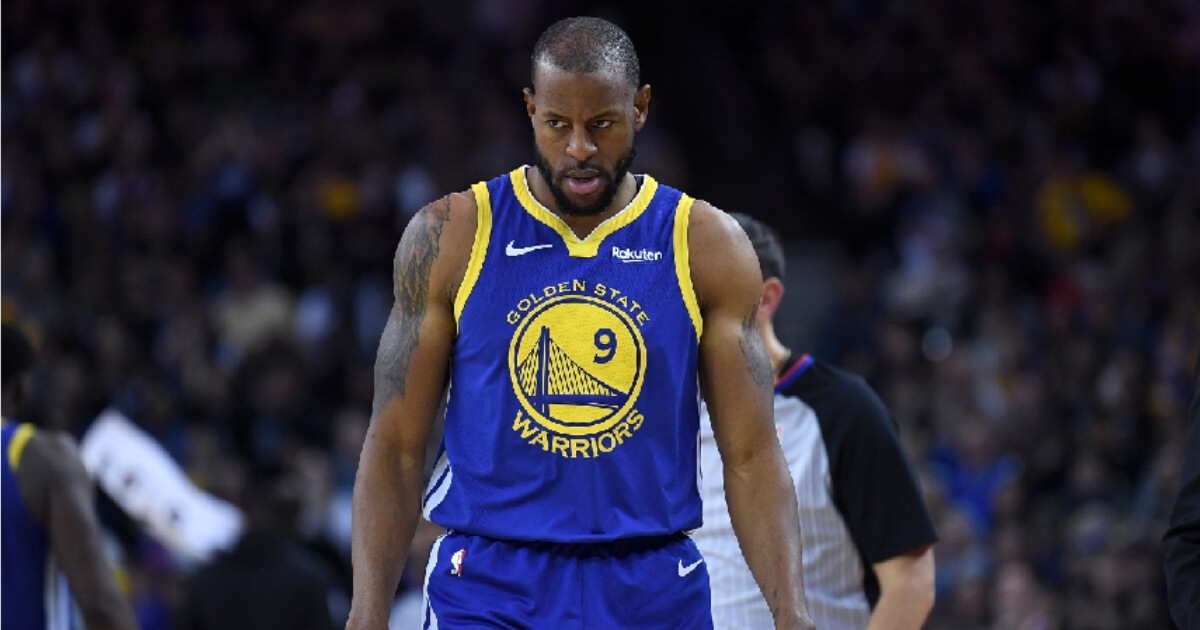 Andre Iguodala of the Golden State Warriors looks on against the Dallas Mavericks during an NBA basketball game at ORACLE Arena on Dec. 22, 2018 in Oakland, California.