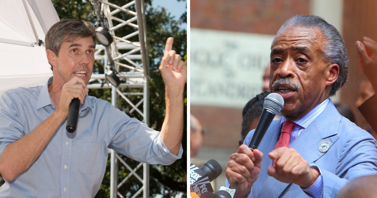 Beto O'Rourke and Al Sharpton speaking at rallies