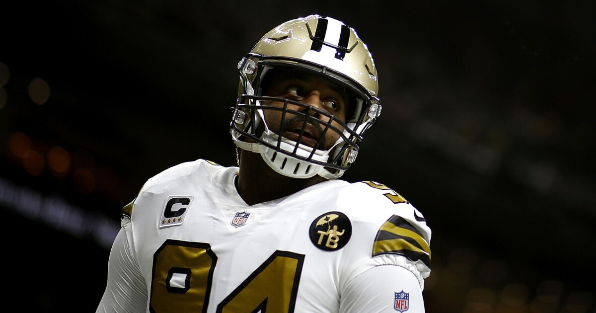 Cameron Jordan of the New Orleans Saints looks on before the team's Nov. 18 game against the Philadelphia Eagles at the Mercedes-Benz Superdome.