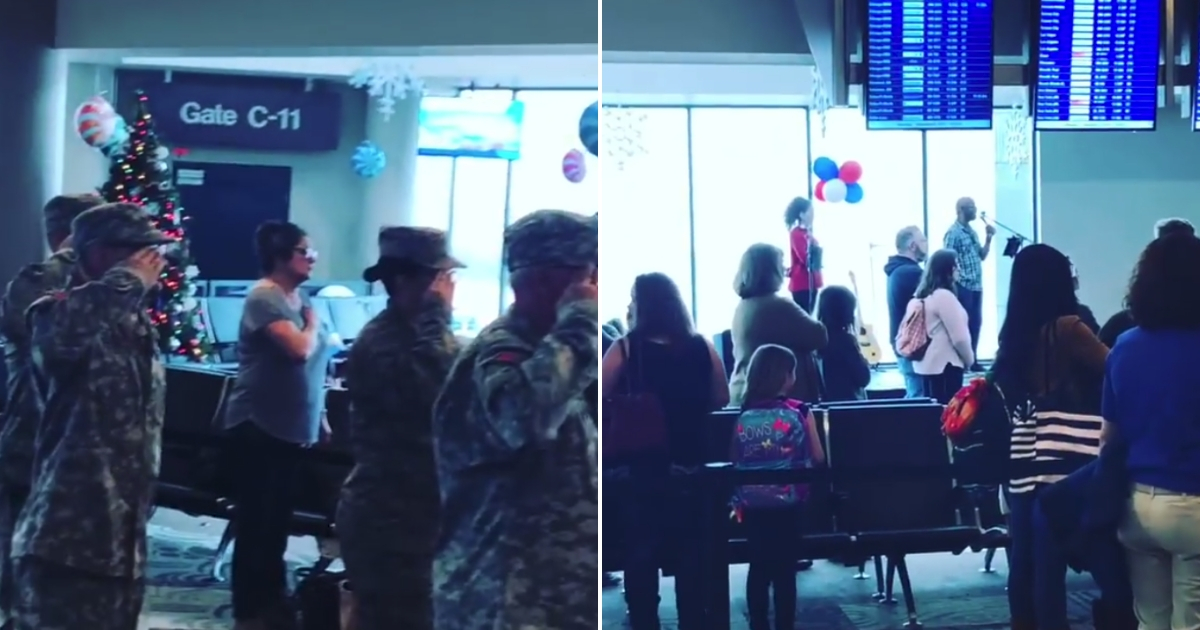 Children of fallen service members honored in airport.