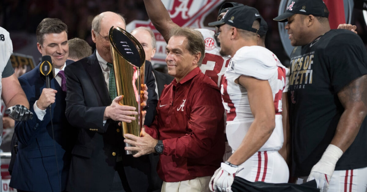 Alabama wins the college football national championship after the 2017 season.