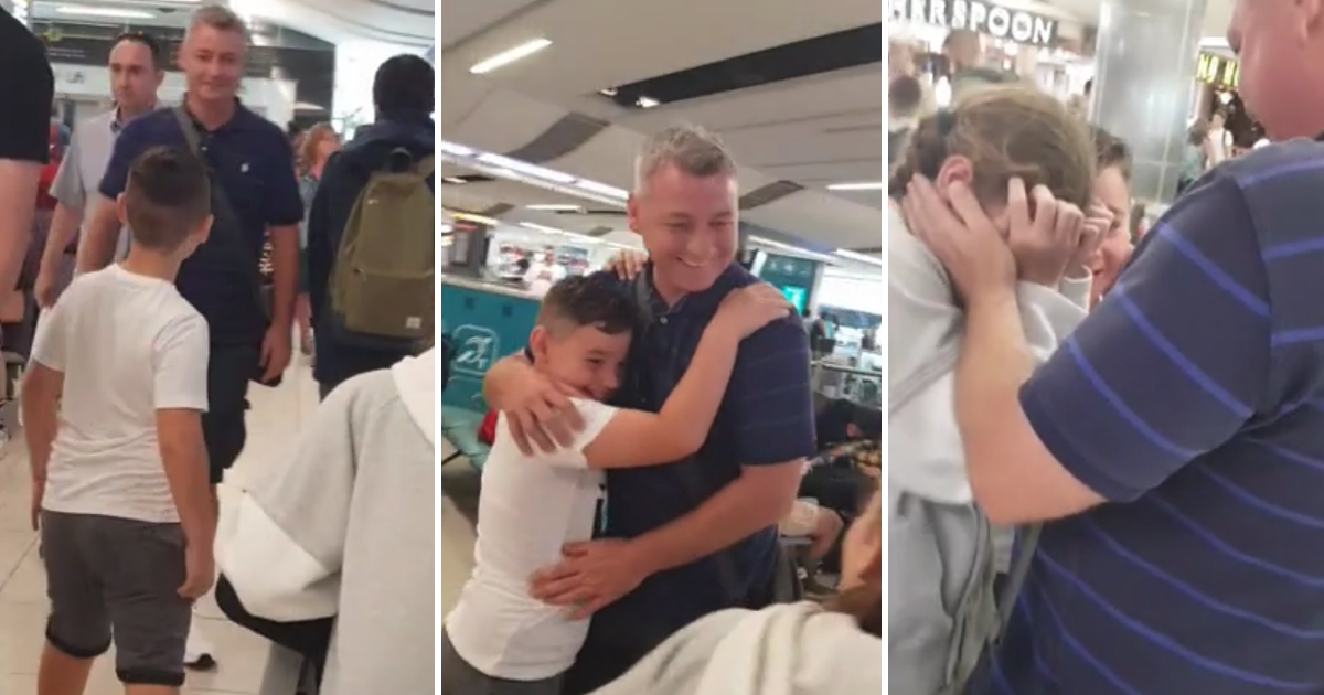 Dad Surprises Kids in Airport
