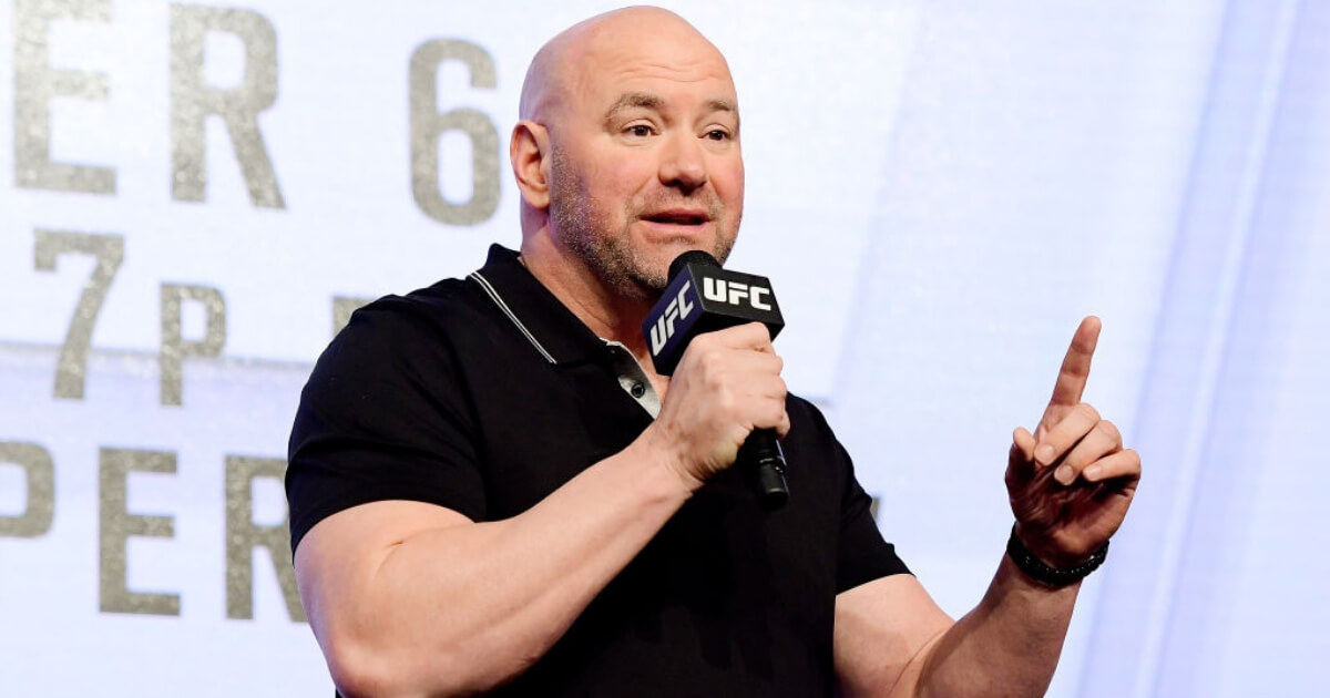 Dana White speaking during a press conference