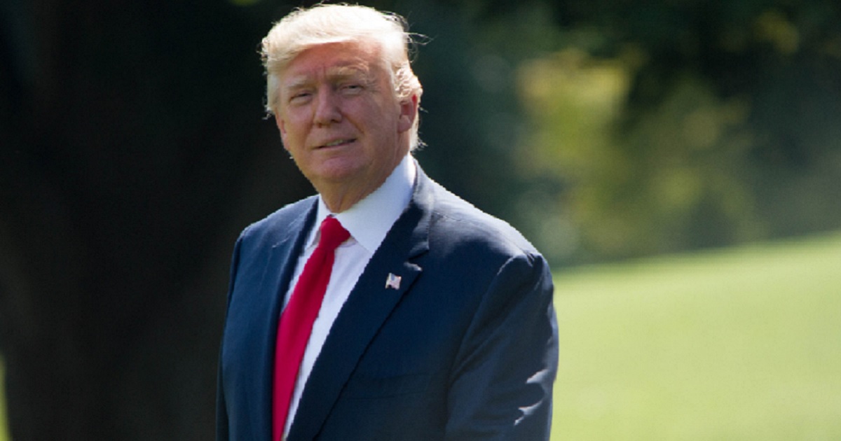 President Donald Trump is pictured in a file photo after leaving Marine One at the White House in August 2017.