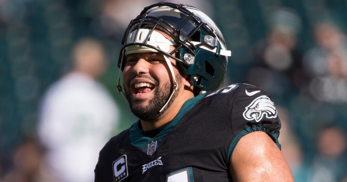 Kamu Grugier-Hill of the Philadelphia Eagles smiles before his team's Nov. 25 game against the New York Giants at Lincoln Financial Field.