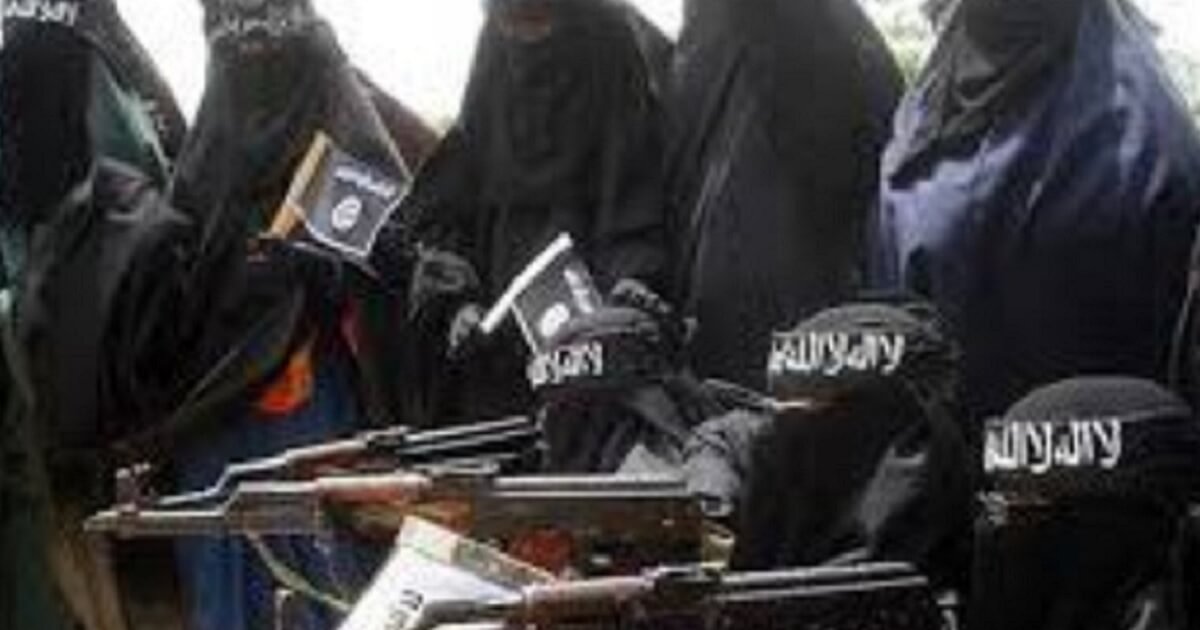 Women in full burkas holding weapons.