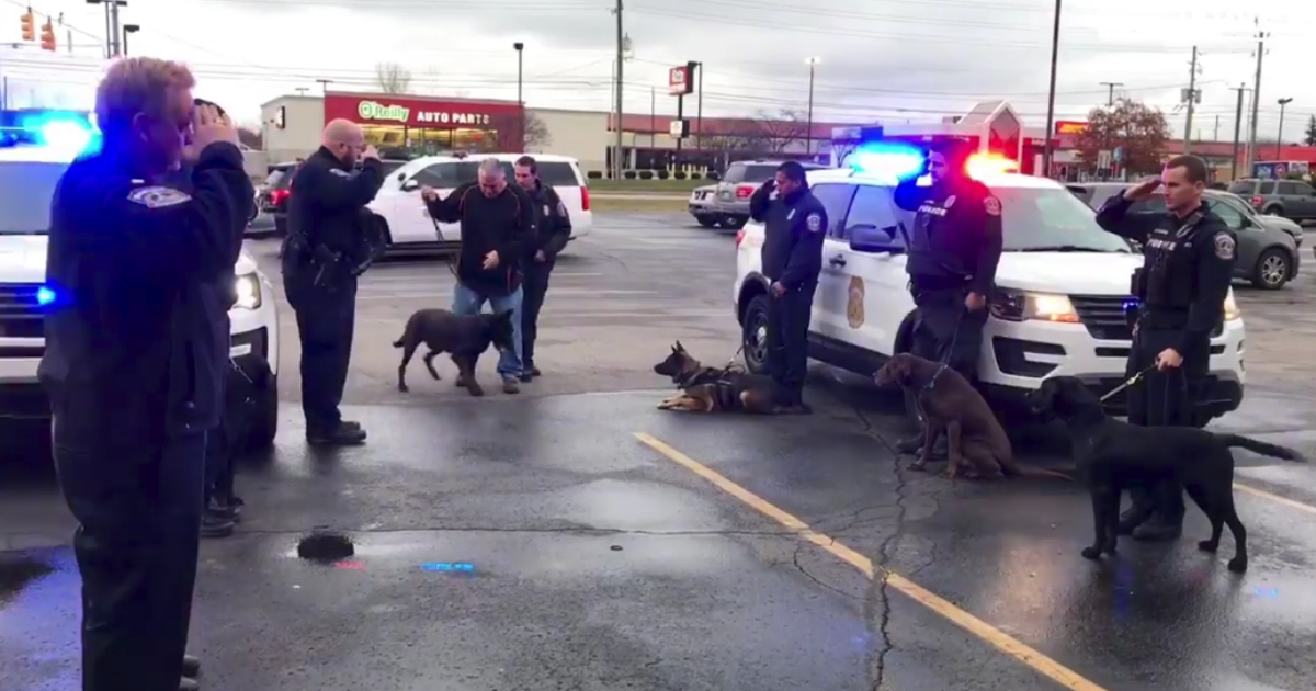 A K9 officer receives an honorable send off.
