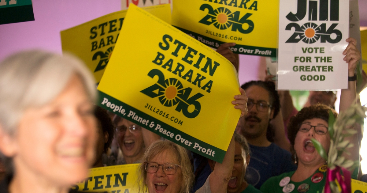 Green Party presidential candidate Jill Stein meets her supporters during a campaign stop at Humanist Hall in Oakland, California, on Oct. 6, 2016.