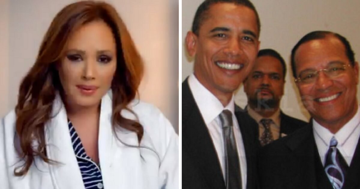 Leah Reminia, left; Barack Obama and Louis Farrakhan together, right.