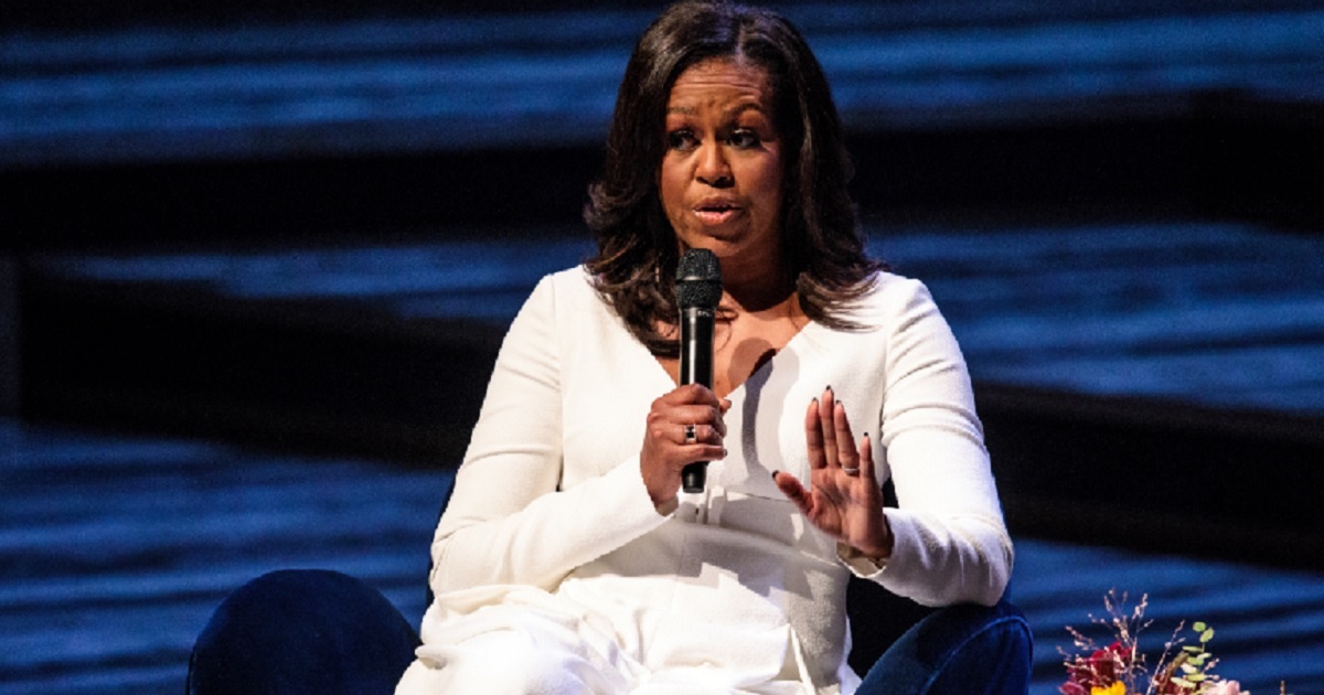 Former first lady Michelle Obama addresses the audience during a Dec. 3 appearance at The Royal Festival Hall in London.