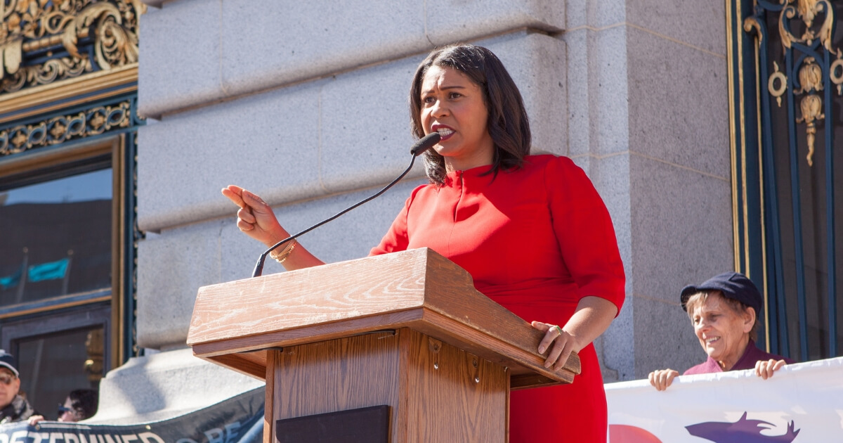 London Breed speaking at a rally in 2017, before she took office as San Francisco mayor.
