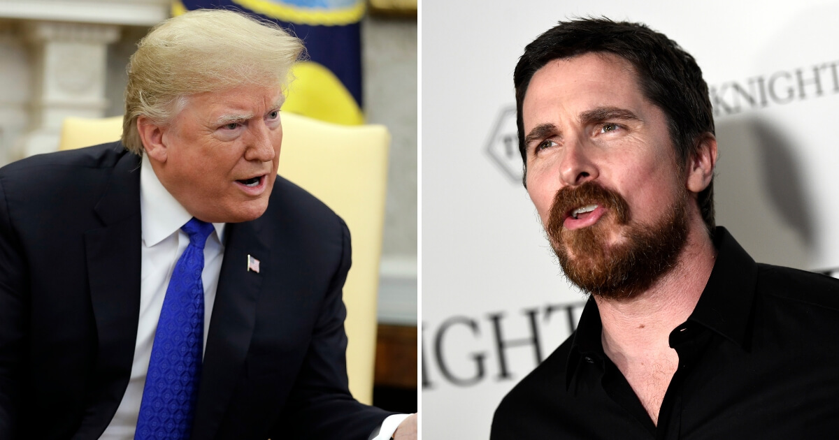 President Donald Trump and actor Christian Bale