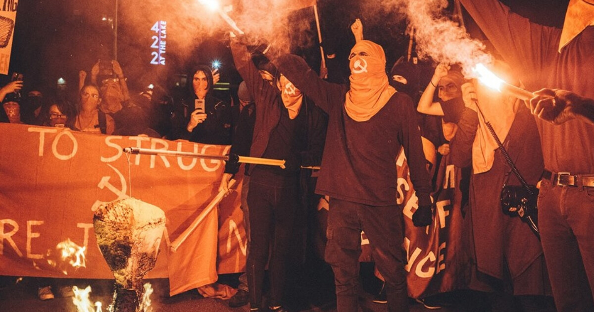 The Marxist group Red Guards Austin in action.