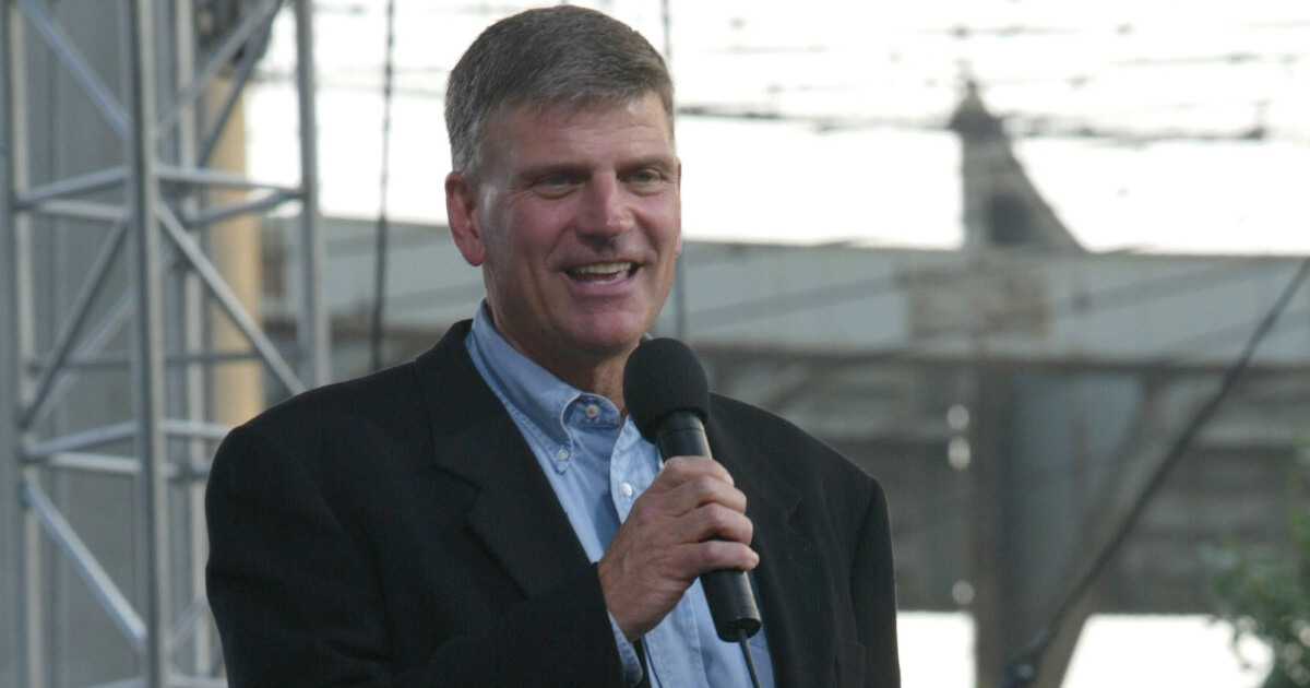 Franklin Graham speaks on the second night of the Billy Graham Crusade at Flushing Meadows Corona Park on June 25, 2005, in Flushing, New York.