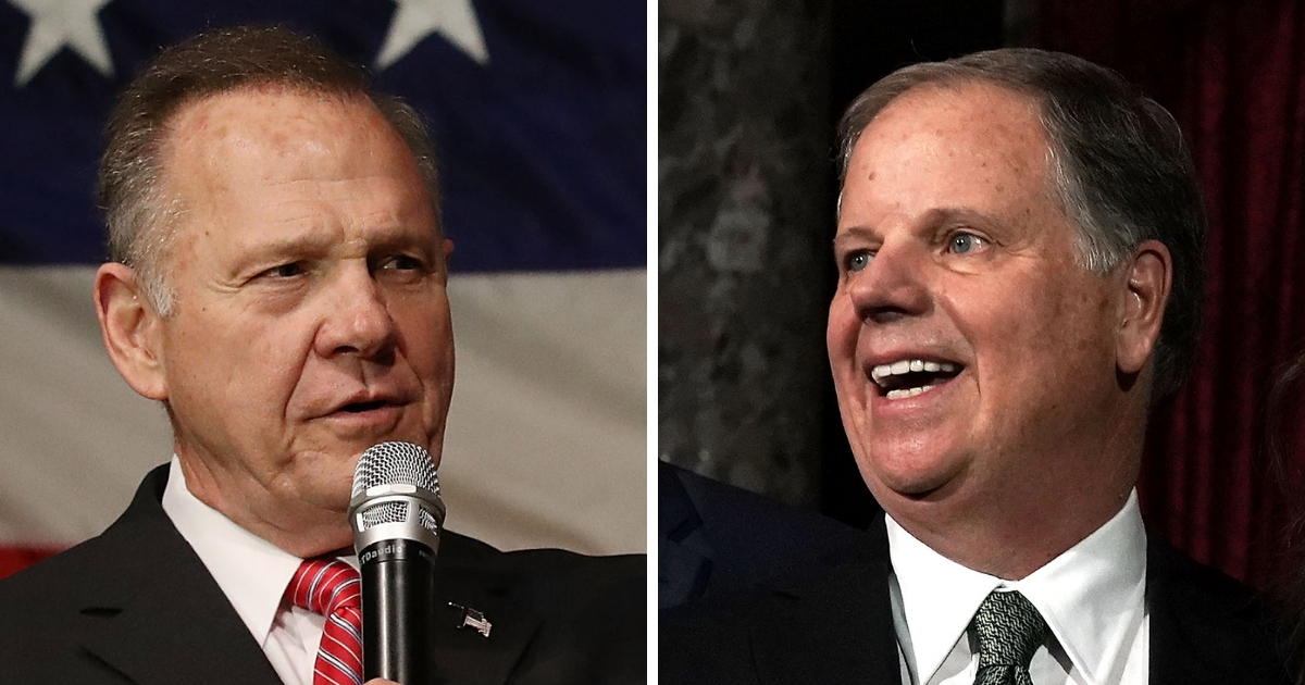 Republican Senate candidate Roy Moore, left, was defeated by Democrat Doug Jones, right, in Alabama's special election.