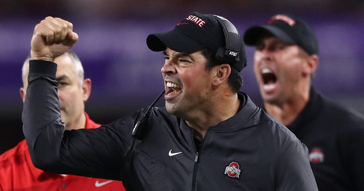 Coach Ryan Day of the Ohio State Buckeyes reacts during a Sept. 15 game against the TCU Horned Frogs at AT&T Stadium.