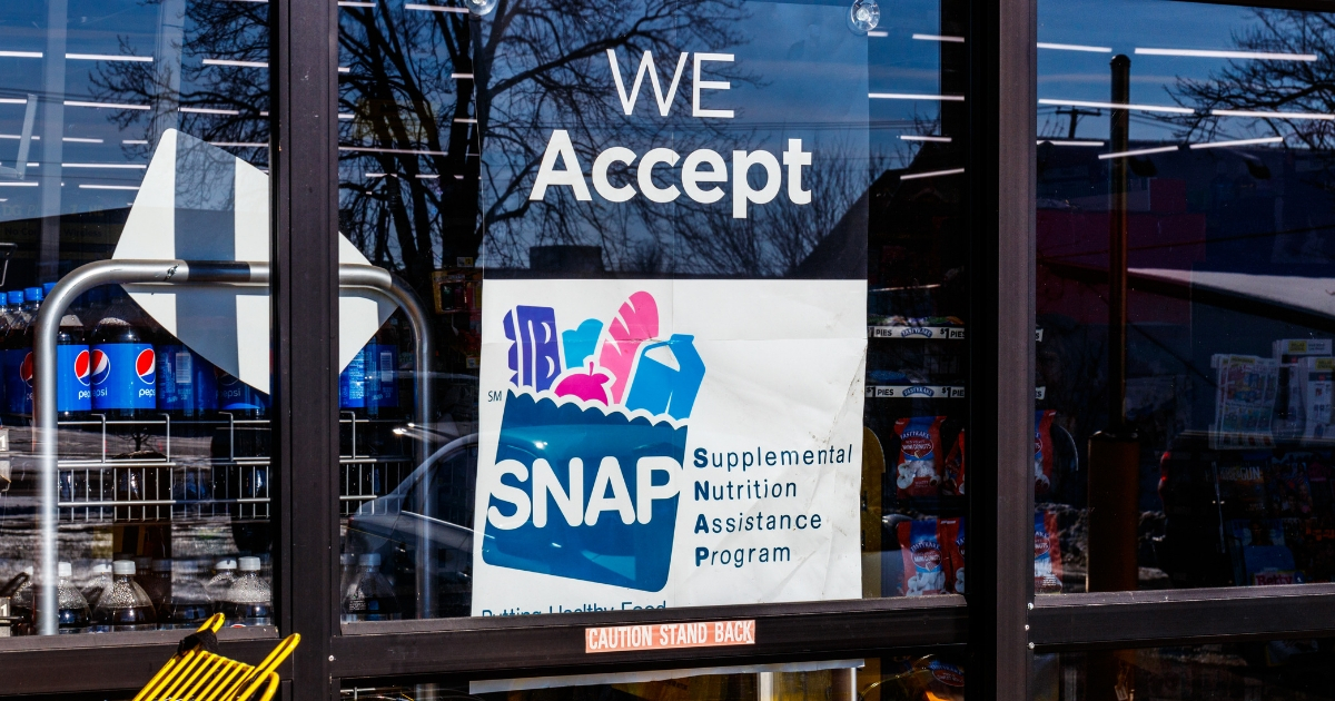 A SNAP benefit program sign.