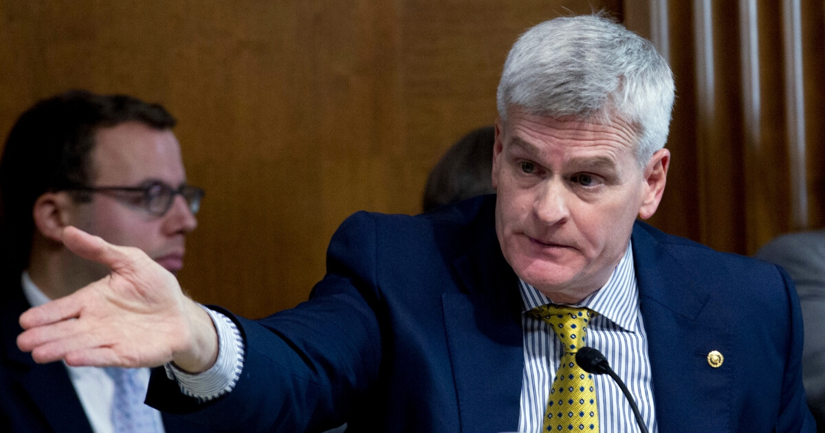 Sen. Bill Cassidy, R-La., speaks during the Energy and Natural Resources Committee hearing on Capitol Hill in Washington, Nov. 15, 2017.