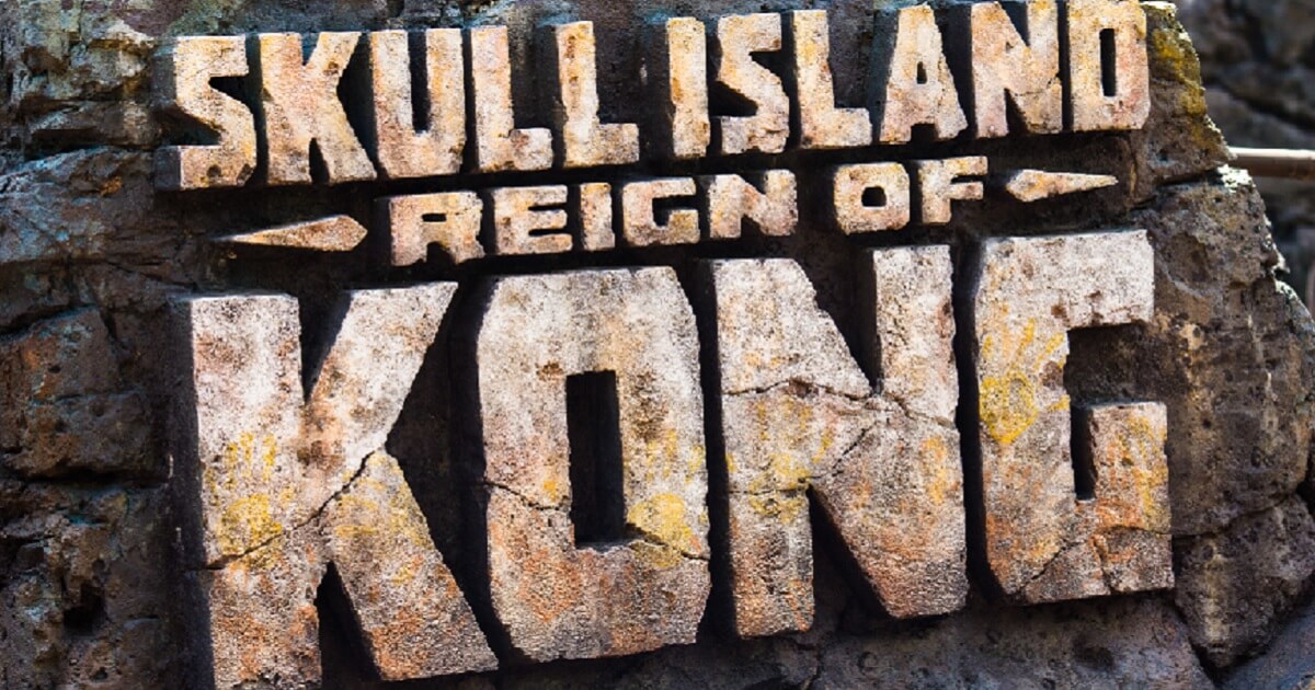 Sign for rhe "Skull Island: Reign of Kong" attraction at the Universal Orlando Resort.