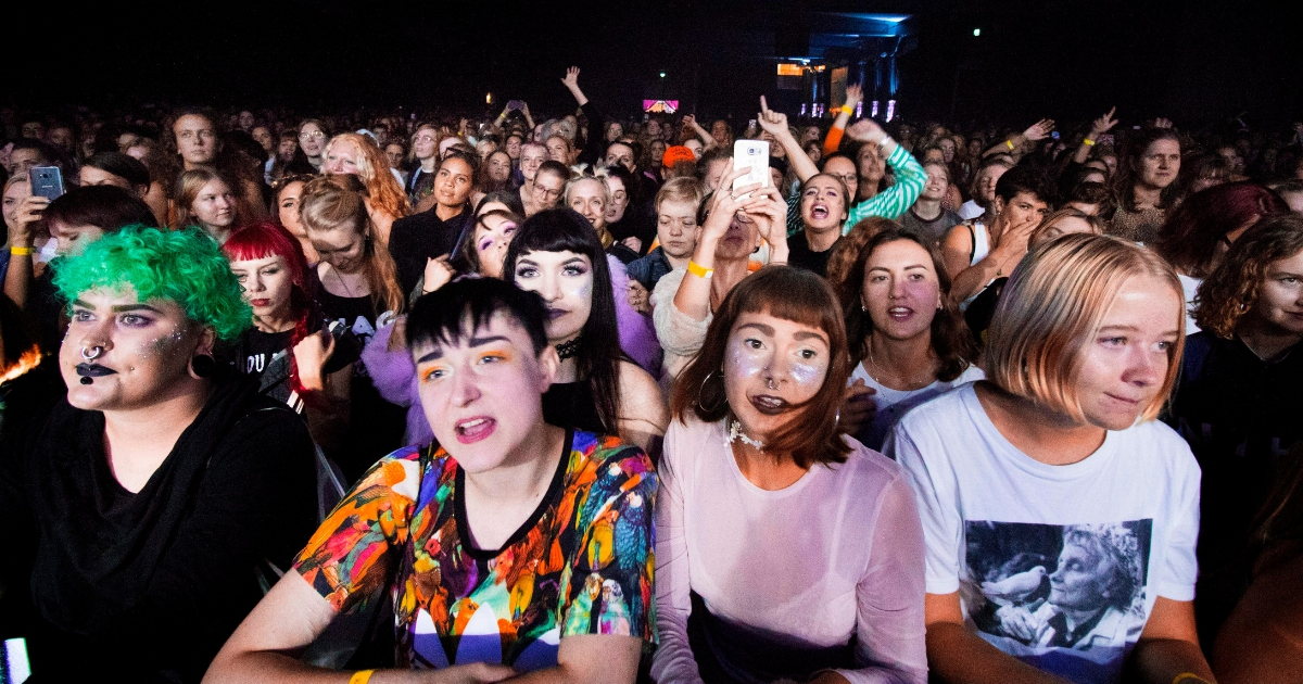 Women attend the Statement Festival at Bananpiren in Gothenburg, Sweden, on Aug. 31, 2018.