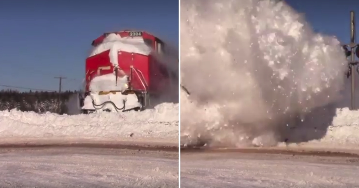 Train Plows Through Snowbank