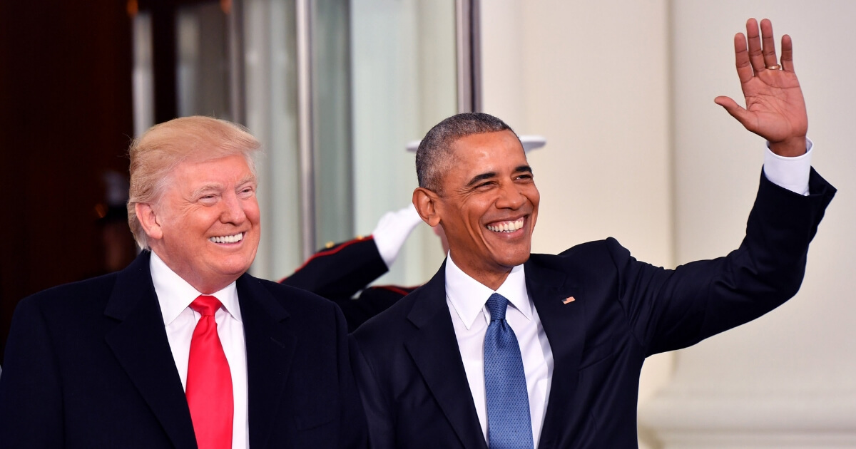 President Donald Trump, left, and his predecessor, Barack Obama.