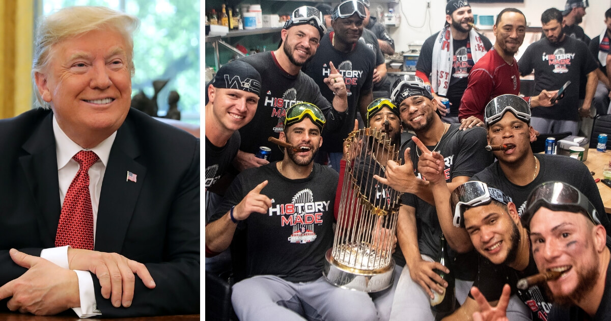 President Donald Trump, left, and the Boston Red Sox.