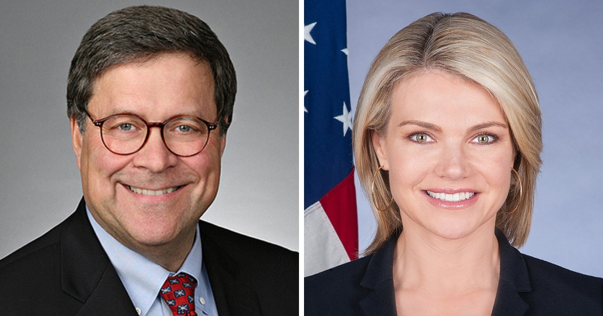 William Barr, left, was nominated to serve as attorney general, while Heather Nauert was chosen to be the next U.S. ambassador to the United Nations.