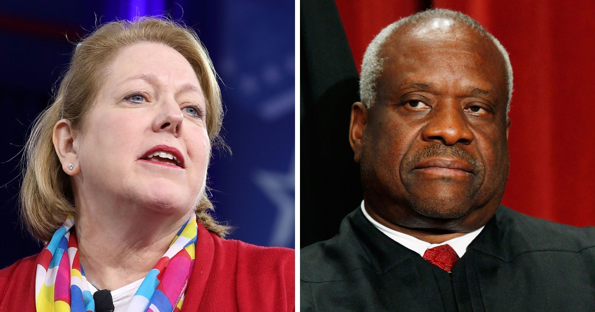 Virginia Thomas, left, and her husband, Supreme Court Justice Clarence Thomas.