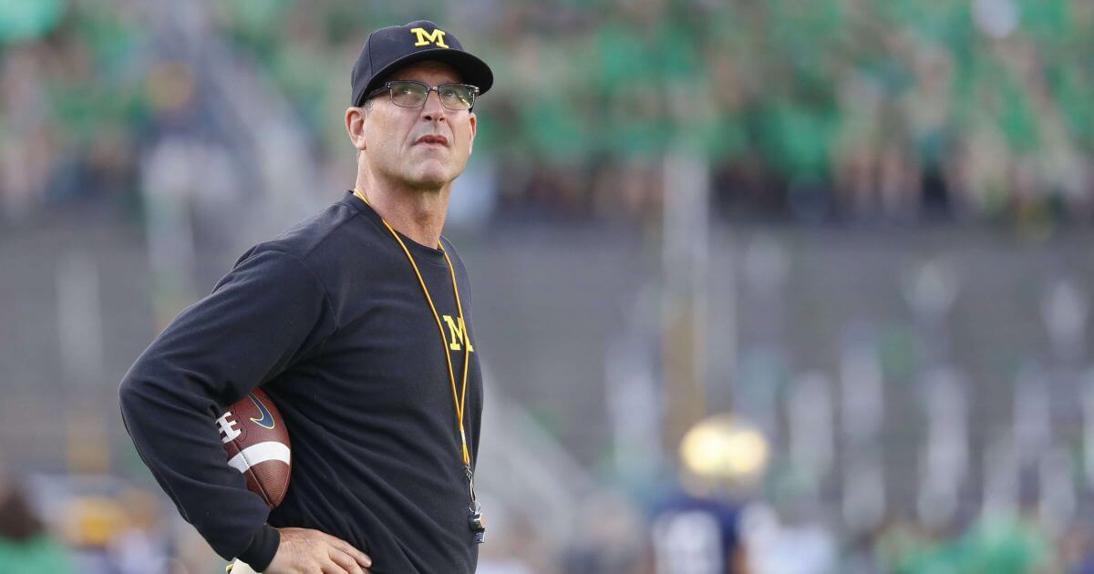 Michigan coach Jim Harbaugh on the sidelines