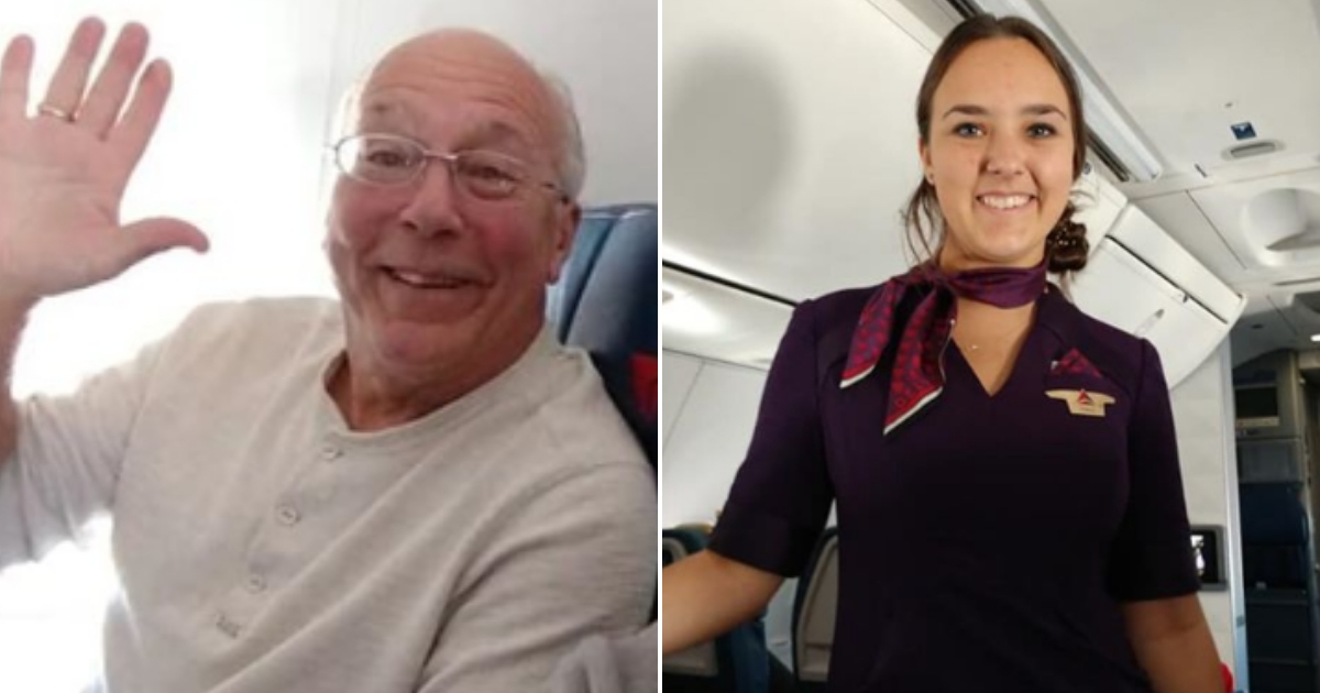 Dad on flight with flight attendant