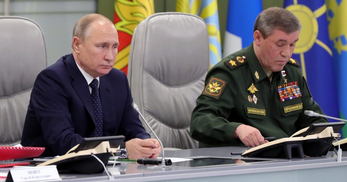Russian President Vladimir Putin and Chief of General Staff of Russia Valery Gerasimov oversee the test launch of the Avangard hypersonic glide vehicle from the Defense Ministry's control room in Moscow, Russia on Dec. 26, 2018.