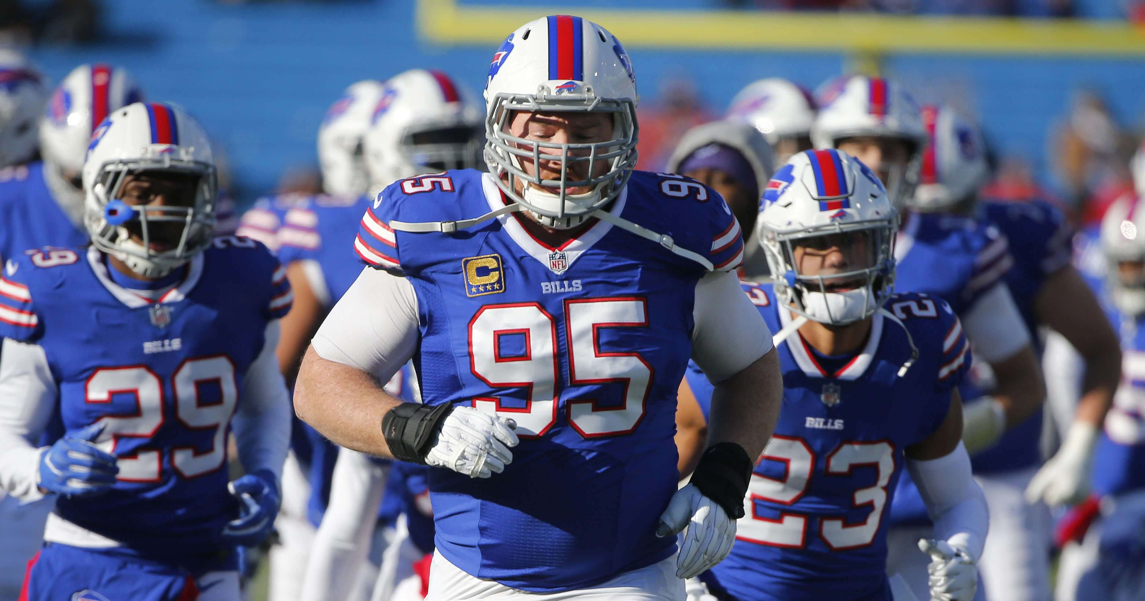 Buffalo Bills defensive tackle Kyle Williams (95) warms up before a Dec. 9 game against the New York Jets in Orchard Park.