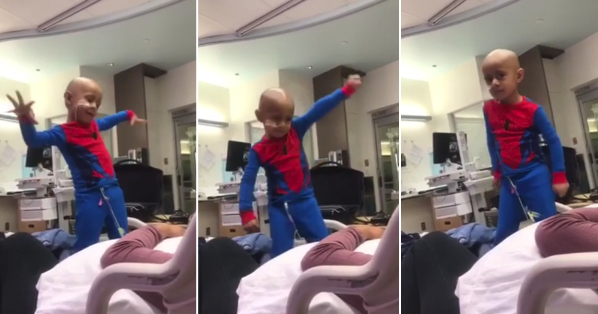 A little boy busts a move to "Bad" by Michael Jackson.