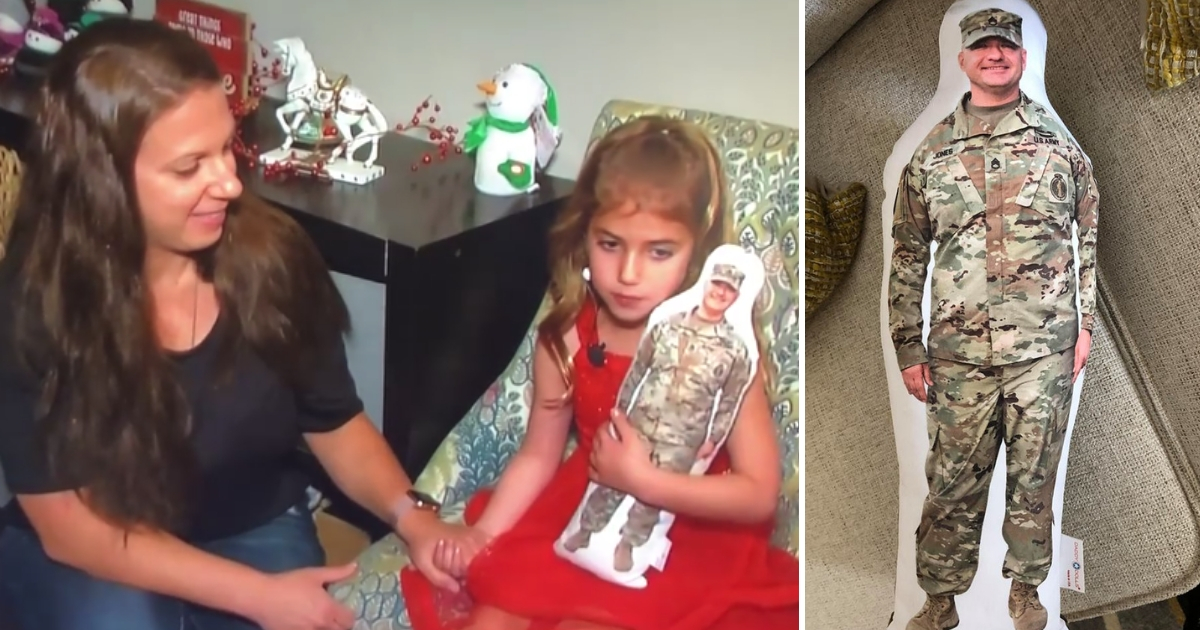 A little girl is reunited with a doll that has her dad's face on it.
