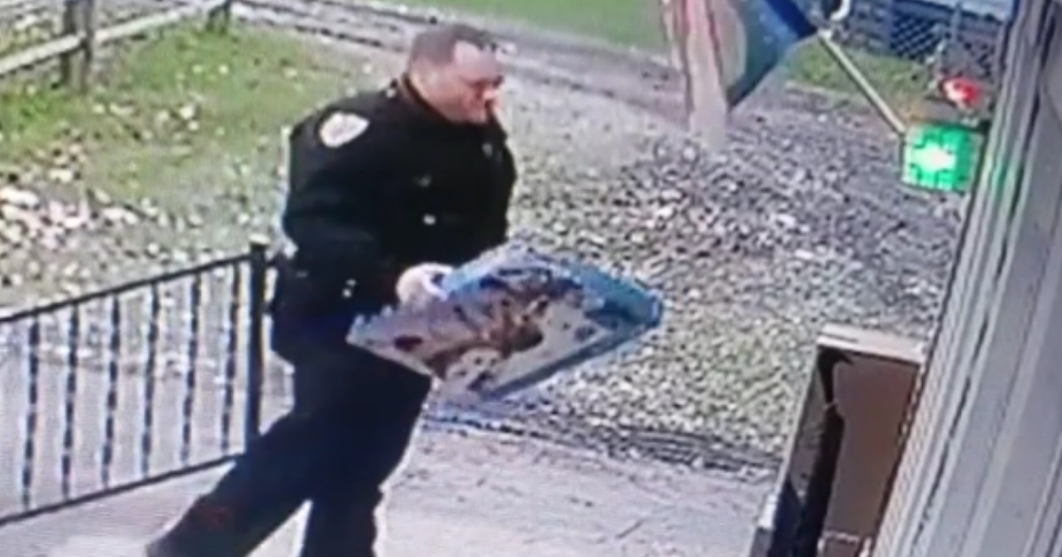 Policeman with gift