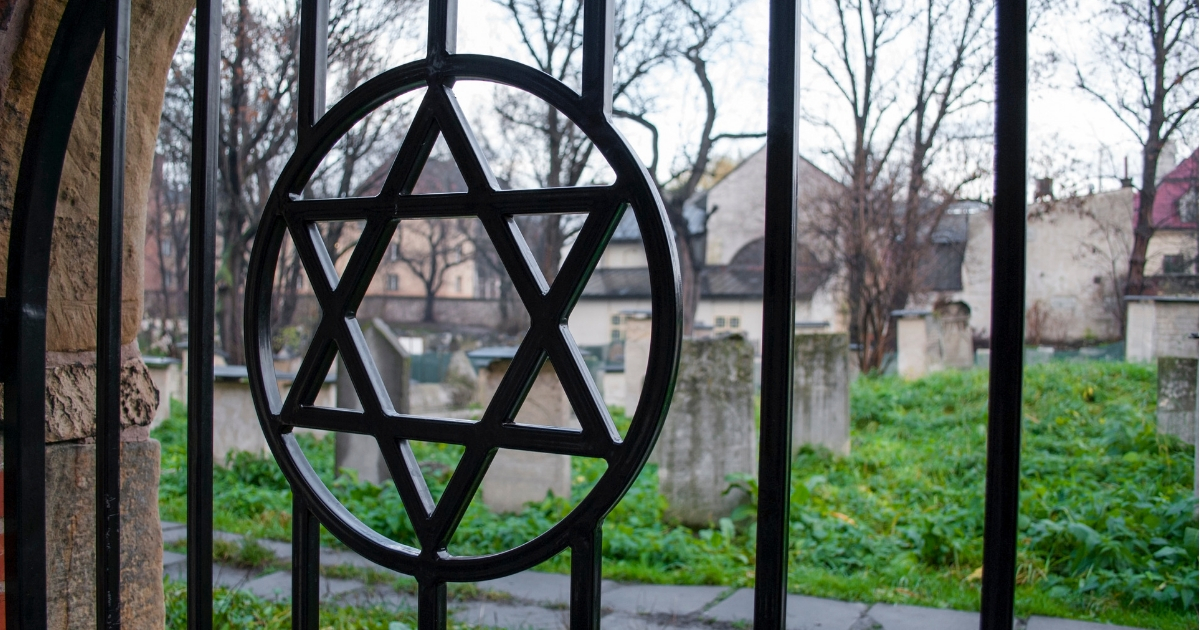 Star of David on the fence of the Jewish cemetery