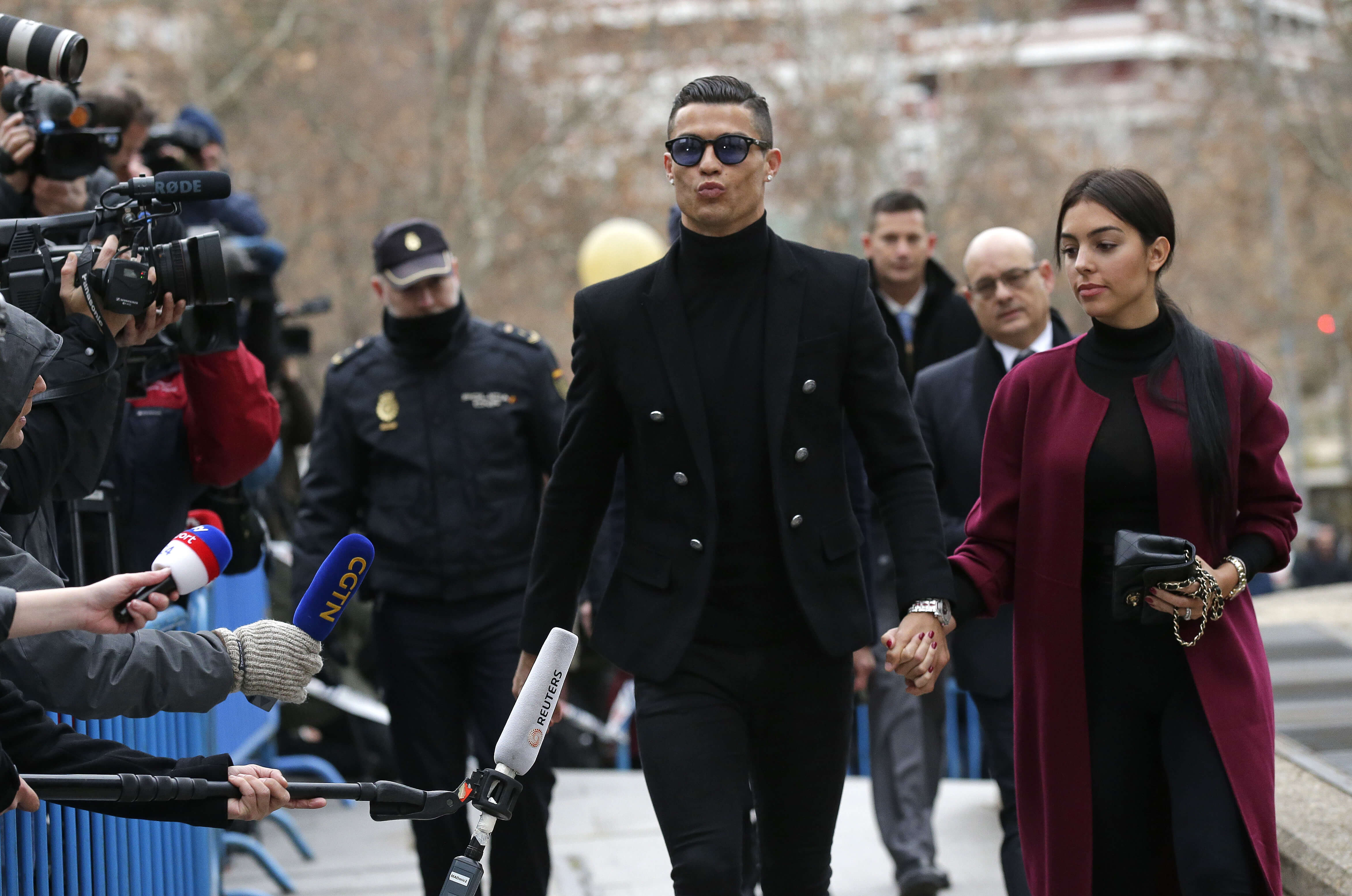 Cristiano Ronaldo arrives at court in Madrid on Tuesday.