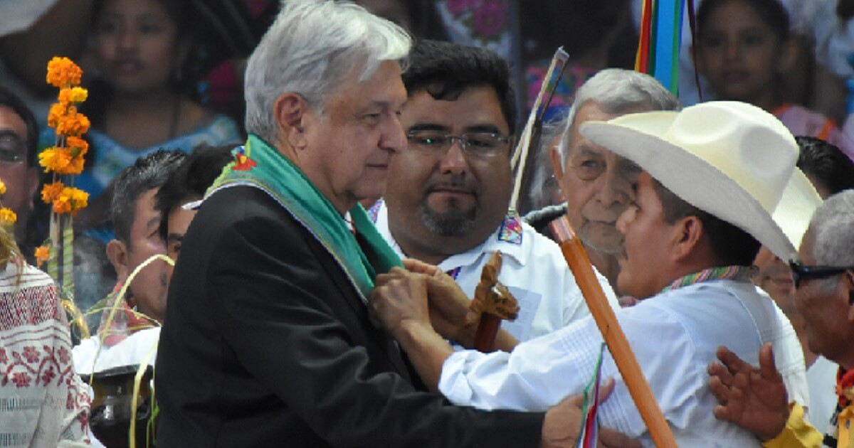 Mexican President Andres Manuel Lopez Obrador takes part in an indigenous ceremony during his Dec. 1 inauguration.