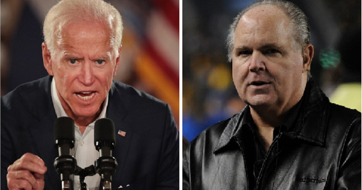 Former Vice President Joe Biden, left; and radio host Rush Limbaugh, right.